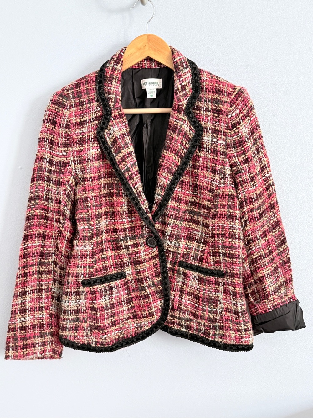 Motherhood Maternity Red Pink Tweed Jacket Small